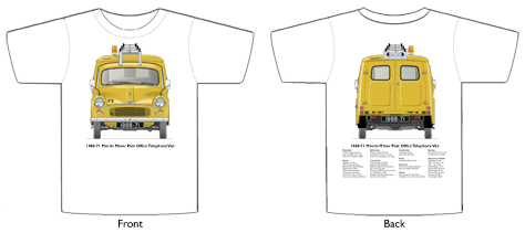Morris Minor Post Office Telephone Van 1968-71 T-shirt Front & Back